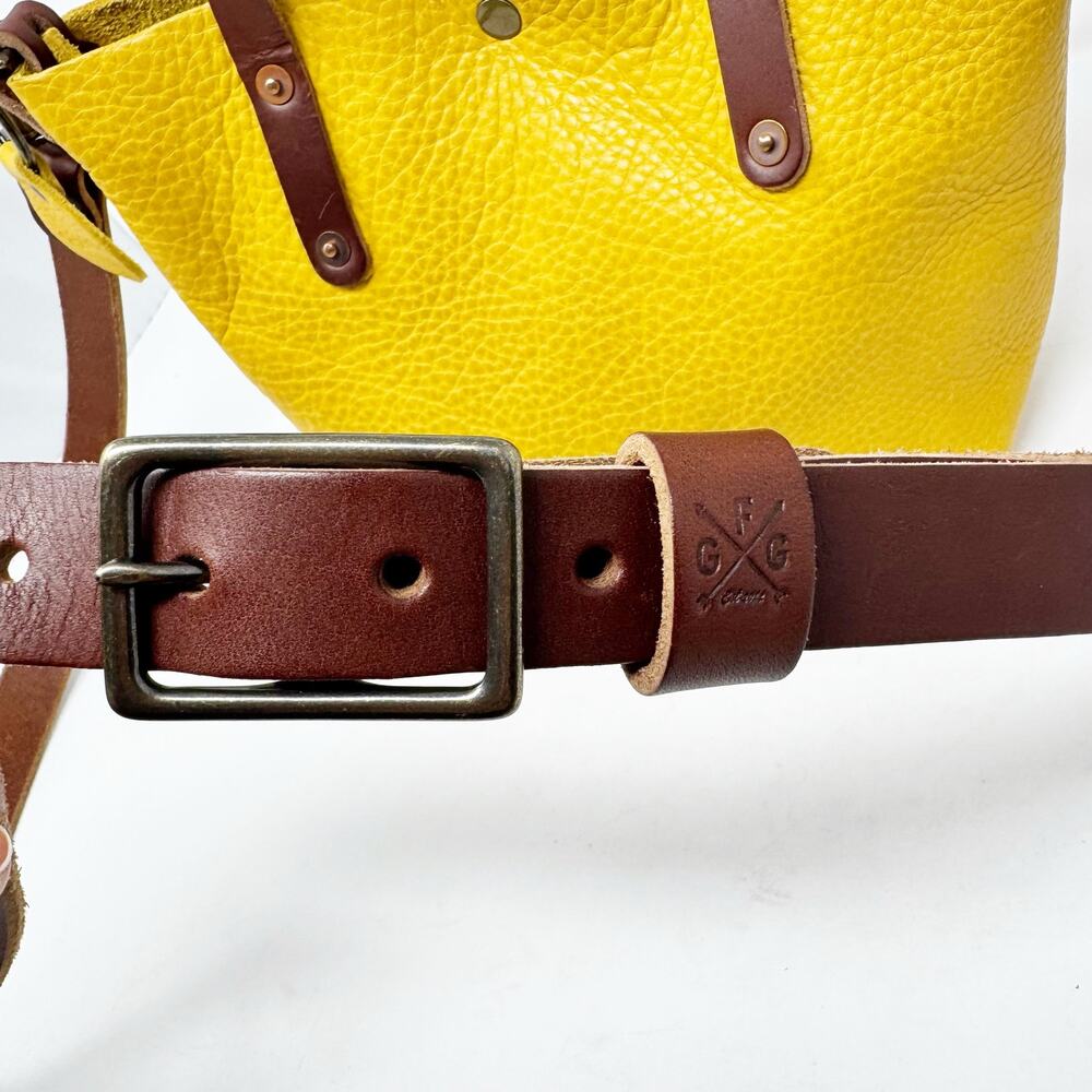 Go Forth Goods Avery Golden Sun Leather Crossbody Tote Handmade USA Quiet Luxury - Picture 7 of 10